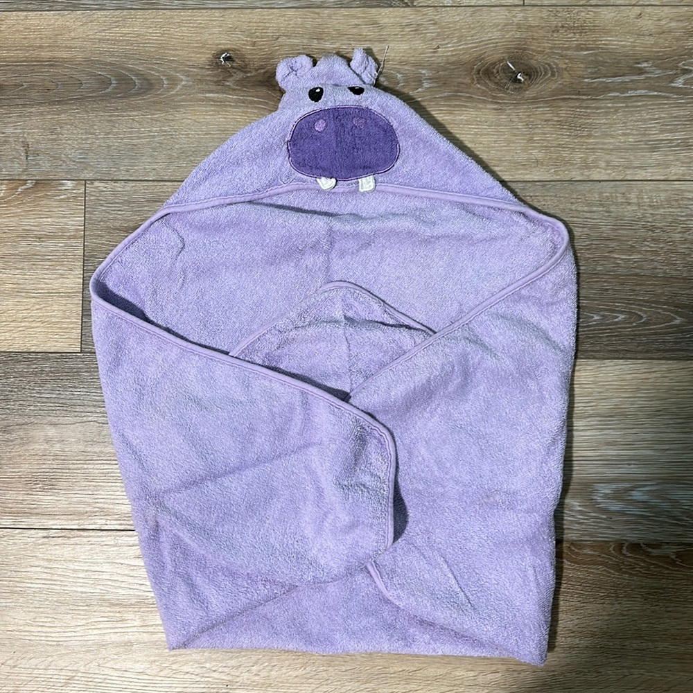 Purple Hippo Hooded Towel